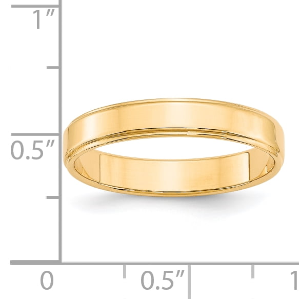 14K Yellow Gold 4mm Flat with Step Edge Band Size 4 to 14