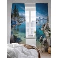 thumbnail image 3 of Nature Landscape Sheer Curtains 2 Panels Set Lake Stone Forest Sky Snow Mountain Lihgt Filtering Rod Pocket Voile Drape, Semi Sheer Window Curtains for Bedroom Living Room, 52"x84", 3 of 5