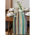 thumbnail image 2 of Brown Teal Home Table Runner Vintage Farmhouse Retro Wooden Tablerunners 18 x 72 Inch, Table Decorations Tabletop Scarf for Summer Gathering Holiday Farmhouse Kitchen Dining Decor, 2 of 6