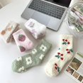 thumbnail image 2 of Zhengup 5 Pair Women Fuzzy Socks Cottagecore Thick Slipper Socks Cute Fluffy Long Socks Winter Warm Preppy Socks, 2 of 7
