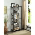 thumbnail image 1 of FiveTier Metal Bookshelf With Wooden Shelves, Oak Brown & Gray, 1 of 1