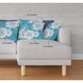 thumbnail image 3 of 16" X 16" Blue Aqua And White Broadcloth Floral Throw Pillow, 3 of 5