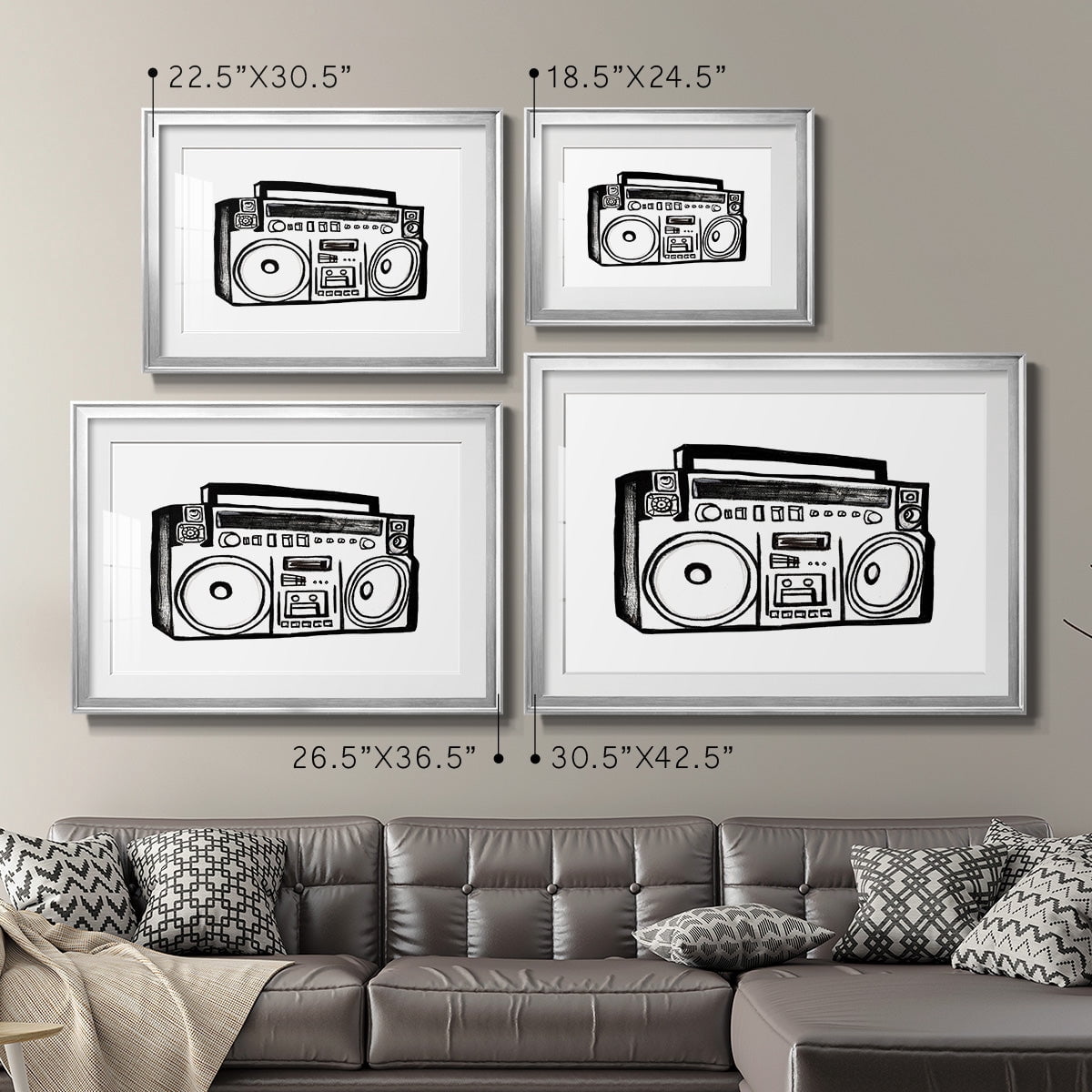 Boombox Sketch Premium Framed Print - Ready to Hang