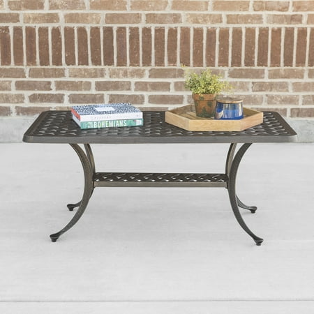 Cast Aluminum Wicker Style Coffee Table Antique Bronze