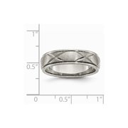 Grey Titanium Ring Band Wedding X-Design 6mm Satin