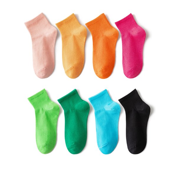 Spring and Summer Lightweight Fuchsia Crew Socks – Low-Cut Cotton Boat Socks for Women, One Size, 6 Pairs