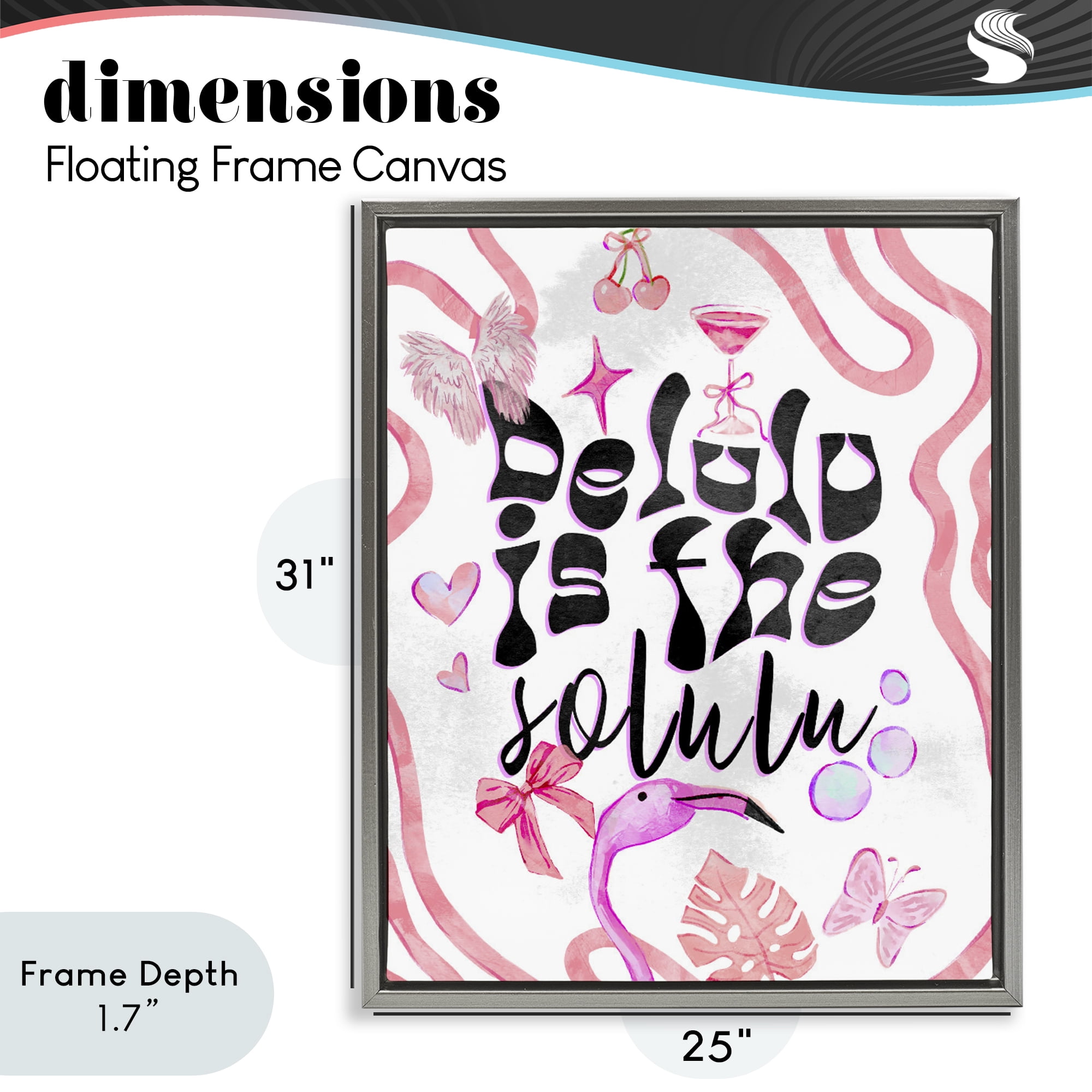 Stupell Industries Delulu Is The Solulu Gray Framed Floater Canvas Wall Art, design by Ziwei Li