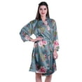 thumbnail image 1 of Moomaya Printed Womens Kimono Robes Short Satin Silk Bridal Robe Loungewear, 1 of 7