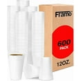 thumbnail image 2 of Framo 8 Oz Foam Cups (600 Pack) Lightweight Insulated Foam Cups for Coffee, Cold Drinks & Other Hot Beverages - Disposable Drinking Cups for Parties, Picnic, BBQ, Travel, & Events, Clear, 2 of 2