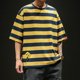 thumbnail image 4 of Camisetas para hombre, camiseta holgada azul a rayas, camiseta suelta para hombre, ropa vintage japonesa de gran tamaño, venta al por mayor, ropa informal nueva, 4 of 5