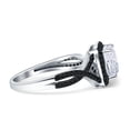 thumbnail image 2 of Art Deco Cushion Cut Infinity Twist Ring Cubic Zirconia Black Tone 925 Sterling Silver, Size 6, 2 of 5