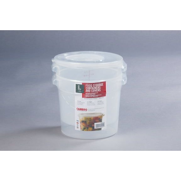 Cambro Food Storage Containers and Covers, 6 Quart, 2 Pack