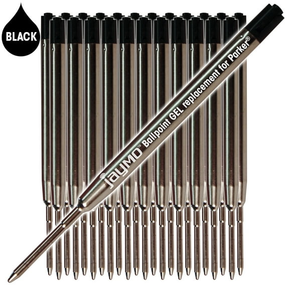 Jaymo Replacement for Parker 30525PP - Measures 3.875 in / 98 mm Long - G2 Gel Ballpoint Pen Refill - 24 Black