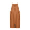 thumbnail image 5 of Moxiu Womens Short Rompers Casual Rompers Summer Sleeveless Jumpsuits Loose Spaghetti Strap Shorts Overalls Trendy Outfits with Pockets 2025 Brown,XXXL, 5 of 5