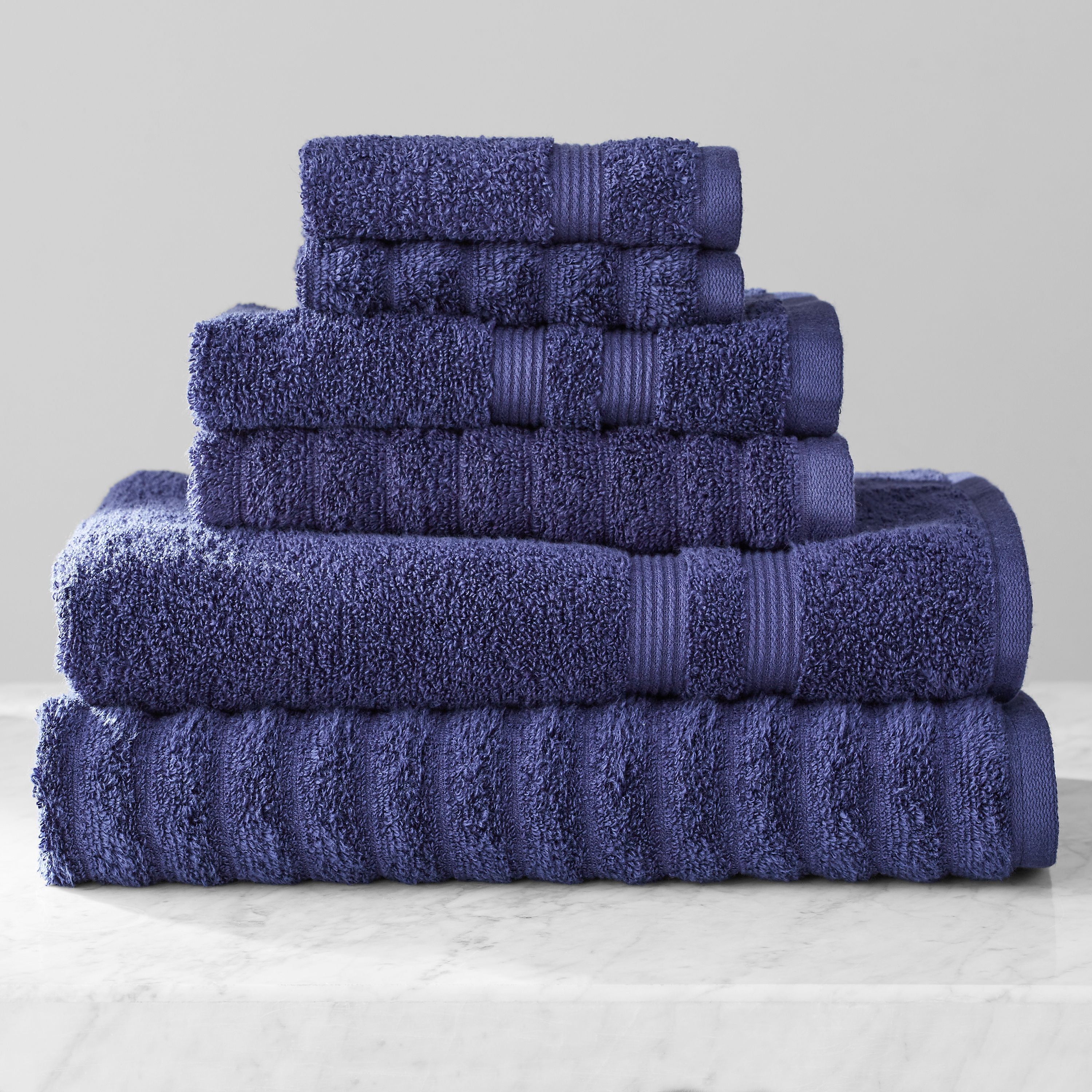 Mainstays Performance Mix Textured 6Piece Bath Towel Set Navy Blue