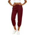 thumbnail image 5 of Womens Linen Cropped Jogger Pants Elastic Drawstring Waist Casual Summer Trousers with Pockets Lightweight Lounge Pants, 2XL, 5 of 8