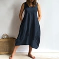 thumbnail image 2 of Leutsin Robe Ample d'Été en Coton pour Femme, Décontractée, à Col Rond, Unie, Sans Manches, Grande Taille, 2 of 8