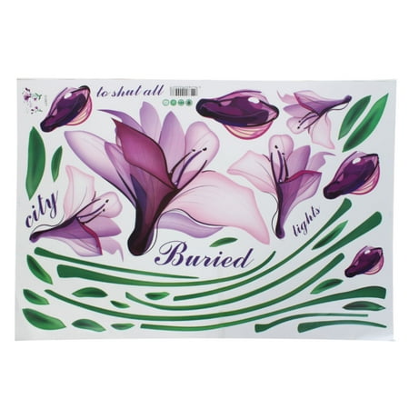 Unique Bargains Purple Morning Glory Flower Wall Decor Sticker Home Art Wallpaper Decal