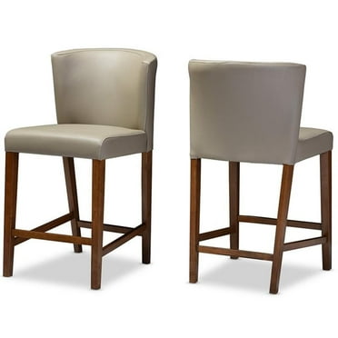 Allora 24" Contemporary Faux Leather Counter Stool in Gray (Set of 2)