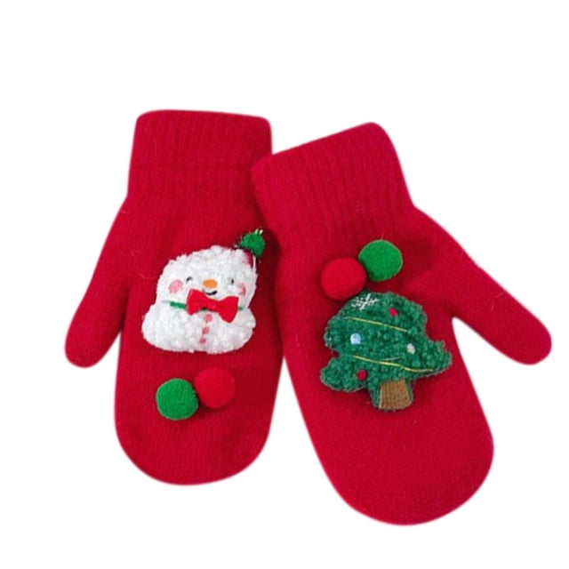 Accessoires de Noël Rouges Gants Chauds pour Femmes Père Noël Décoration de Sapin de Noël Couleur Rouge Taille Unique Tricot Coton Matériel Temps Froid Vêtements de Rue Mode
