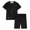 thumbnail image 4 of Sakmal Womens Pajama Sets Black Shorts Pant Elbow-Length Comfy Loose Fit Graphic Sleepwear Tops, 4 of 5