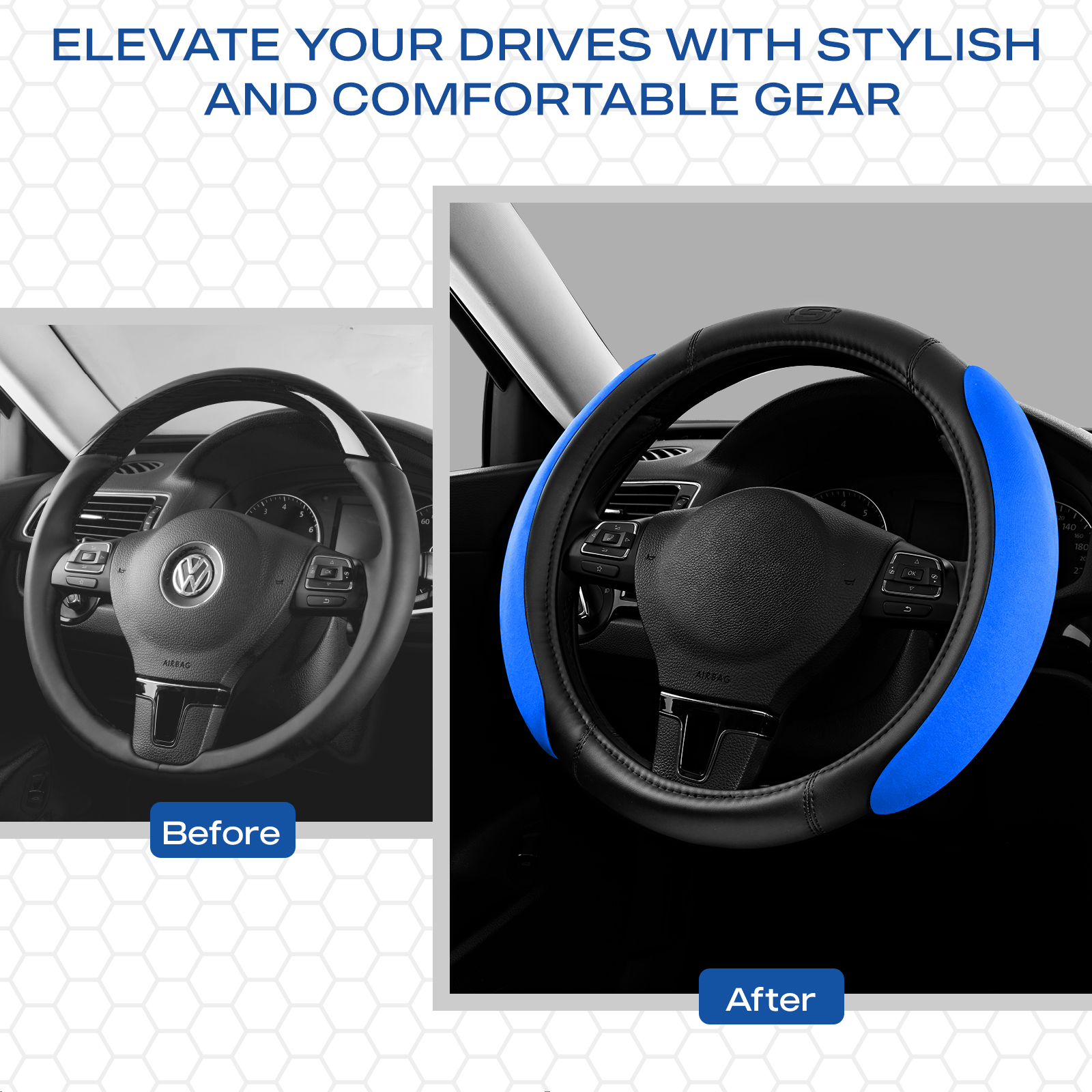 Skechers Memory Foam Steering Wheel Cover, Blue photo 5
