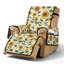 TSOVTHRID Sunflower Embroidery Print Recliner Slipcovers, Non Slip Lazy Boy Chair Covers, Reclining Sofa Cover Furniture Protector, Sofa Couch Cover with Side Storage Pocket Prevent Stain