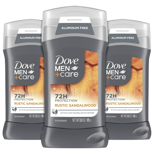 Desodorante Dove Men+Care sin aluminio, madera de sándalo rústico, 90 ml, paquete de 3
