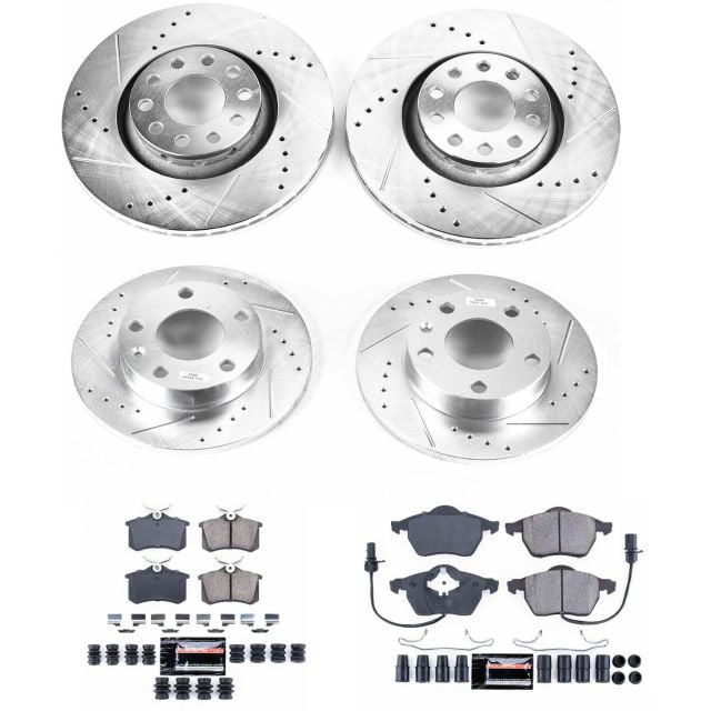 PowerStop Front and Rear Z23 Evolution Sport Carbon-Fiber Ceramic Brake Pad and Drilled & Slotted Rotor Kit Fits: AUDI Select Models K7919