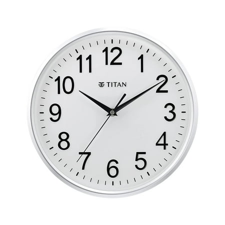 Titan Plastic Contemporary Wall Clock with Embossed Numerals ( 11.61 inch x 11.61 inch, Cream )