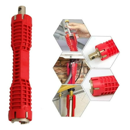 

Sink Bathroom Wrench Plumbing Installation Tool Household Water Pipe Faucet Vegetable Basin Angle Valve Sink Maintenance and Dis (Red)