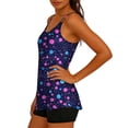 thumbnail image 5 of Tankini Sets for Women Built-in Padded Cups Athletic Scoop Neck 2 Piece Bathing Suits Vintage Floral Print Full Coverage Boyshorts Swimwear, 5 of 8