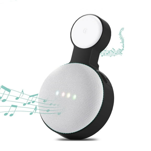 2 Pack,Black,Wall Mount for Google Nest Mini (2nd Gen) Bracket Holder,Space-Saving,Perfect Cord Management,No Messy Wires or Screws,Sturdy Voice Assistant Wall Mount