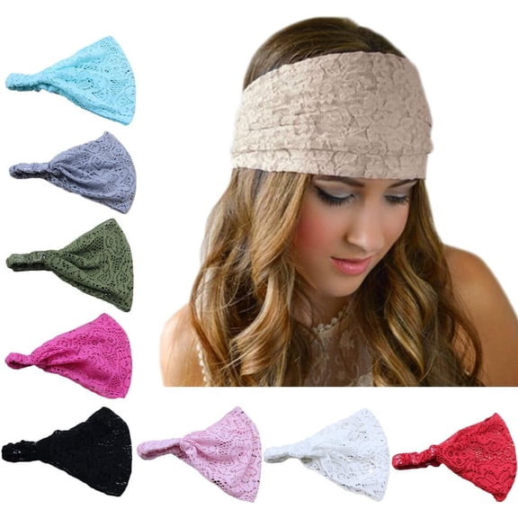 8pcs Lace Headbands for Women, Elastic Headwraps Boho Bandana Bohemian Headband Hair Accessories for Women
