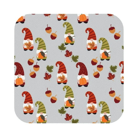 

Matuu Cute Autumn Gnomes for Cup Coasters Set of 6 Leather Coasters Desk Coasters for Office Measures 4” x 4” Square