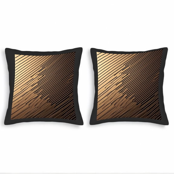 Set of 2 Decorative Throw Pillow Covers 18x18in - Textured Gradient Design with Diagonal Lines Black Border Perfect for Couch Bed Car