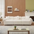 thumbnail image 4 of 3 Person Sofa, Teddy Velvet Couches for Living Room with 3 Pillows, 3- Seat Sofa for Living Room, Apartment, Office,Apartmen, Beige, 4 of 8