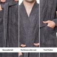 thumbnail image 4 of GOLD TEXTILES Men's Bathrobe – Terry Cloth, Gray, X-Large, 100% Cotton, Lightweight, Adjustable Belt & Collar – Single Pack, 4 of 6