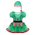 thumbnail image 2 of iEFiEL Kids Girls Christmas Santa's Elf Costume Outfit Xmas Sequin Tutu Leotard Dress, 2 of 7