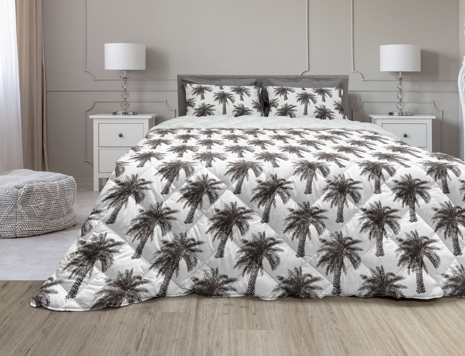 Palm Tree Comforter & Sham Bedding Set, Fully Grown Coconut Banana