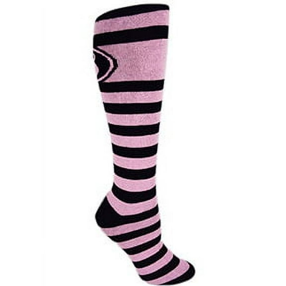 MOXY Socks Knee-High Black and Pink Striped Kettlebell Socks