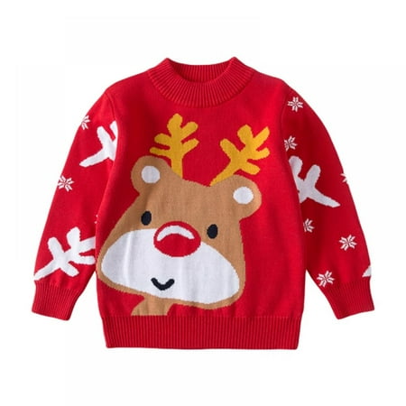 

Toddler Baby Girl Boy Knit Crewneck Sweater Cotton Pullover Sweatshirt Tops Warm Fall Winter Clothes