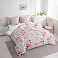 thumbnail image 3 of Homewish Bow Candy Cane 7 Pieces Bedding Comforter Set for Boys Girls,Bling Grey Glitter Full Bedding Set Lightweight,Merry Christmas Xmas Fitted Sheet Flat Sheet,Super Cozy Room Decor,Reversible, 3 of 8