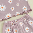 thumbnail image 6 of Okbabeha Toddler Girl Summer Outfit Baby Daisy Crew Neck Short Sleeve T Shirts Tops and Shorts Set Cute 2Pcs Clothes, 6 of 7