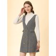 thumbnail image 3 of Falda de tirantes de vestido general de oficina de cintura alta a cuadros de mujer Albaricoque M, 3 of 6