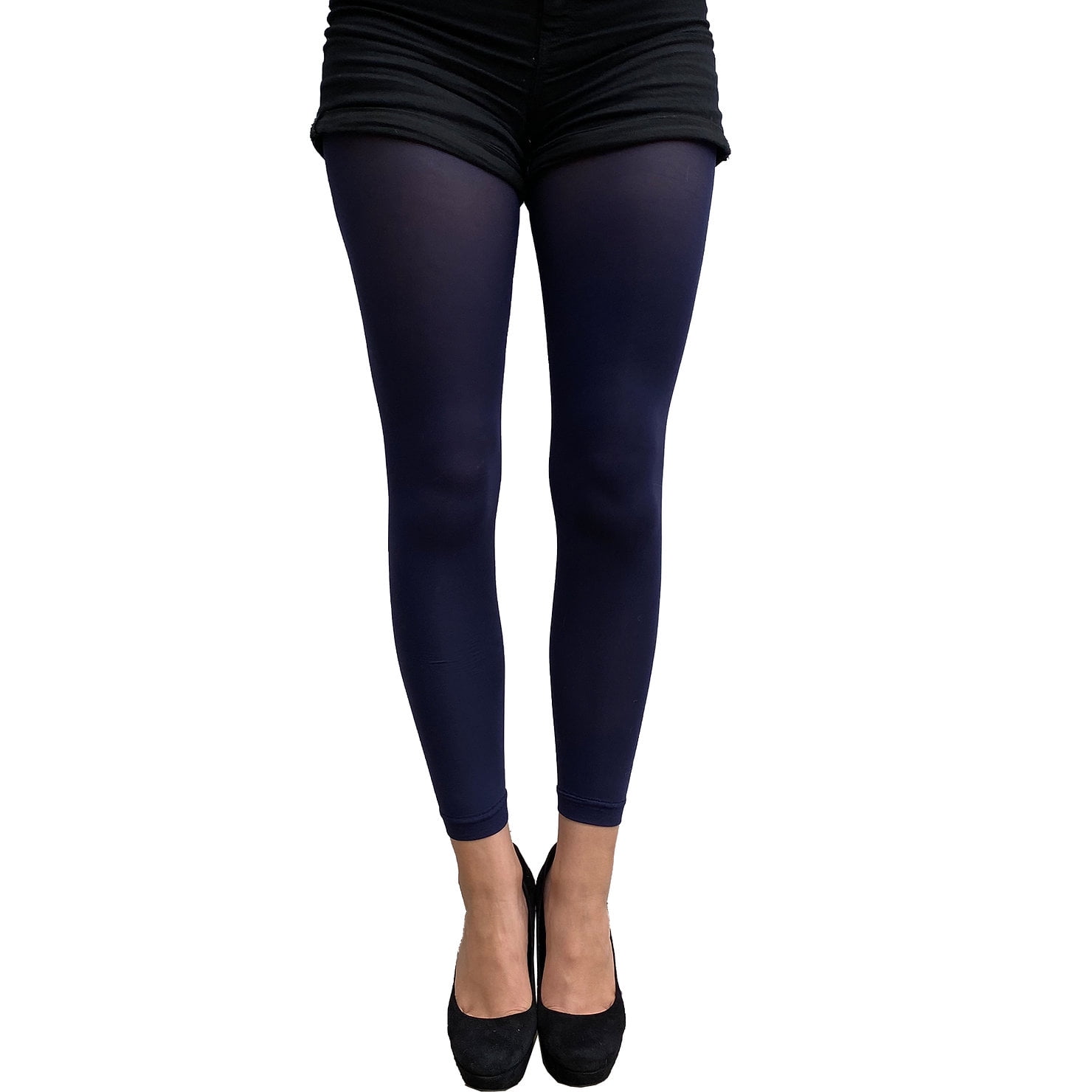 Navy Blue Opaque Footless Tights for Women 