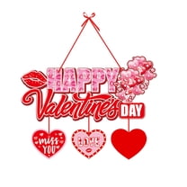 1PC Happy Valentine's Day Wooden Door Hanging Sign, Welcome Sign with Heart Shaped Porch Home Farmhouse Valentines Front Door Outside Home Wall Decor