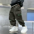 thumbnail image 2 of Babcutegg Cargo Pants for Kid Boys Back to School Wear Elastic Waist Wide Leg Kids Outfit Green Size 5, 2 of 5