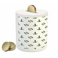 thumbnail image 2 of Nautical Piggy Bank, Maritime Theme Objects Anchors and Pattern Navy Ocean High Seas, Ceramic Coin Bank Money Box for Cash Saving, 3.6" X 3.2", Black and White, by Ambesonne, 2 of 4