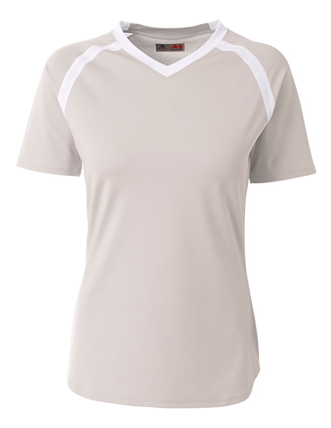 A4 Ace Short Sleeve Volleyball Jersey For Women in Silver/White | NW3019